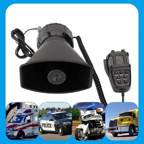 Car Siren 7 Tone PA System Vehicle Siren Horn Megaphone Speaker 12V 100W Emergency Sound Amplifier with Microphone Fire Ambulance Hooter Traffic Sound