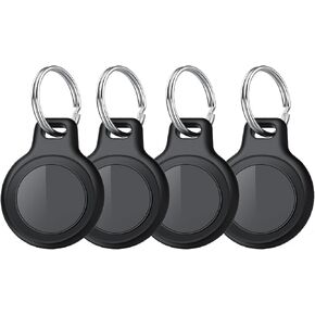 Bluetooth Tracker Tag for Apple Find My (iOS Only), GPS Tracker with Replaceable Battery, Ideal as Keys, Luggage Tracker and Wallet Tracker, Suitable for Indoor & Outdoor Use, 4-Pack Black