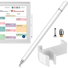 Jmoe USA Stylus and Mount for Skylight 15 inch Calendar | Dual Tip Stylus with Mesh and Disc Tips | 2 Spare Replacement Tips | Flexiple Stylus Holder Mounts to Calendar