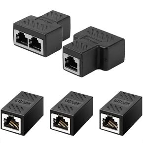 Dyale Ethernet Flitter ، موصل Ethernet Extender Connector 1 إلى 1/1 إلى 2 لـ CAT7/ CAT6/ CAT5/ CAT5E كابل الشبكة ، التوصيل والتشغيل ، 5pcs