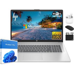 HP 2025 Pavilion Laptop, 17.3" FHD IPS Computer, 6-Core AMD Ryzen 5, 32GB RAM, 1.5TB Storage (1TB SSD + 500GB Ext), Wi-Fi 6, Webcam, Long Battery, HubxcelAccessory, Lifetime Office 2024 Windows 11 Pro