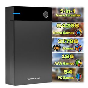 Bearway 12TB Retro Gaming Hard Drive - 5 in 1 Game Launcher Preloaded 86,000+ Games & 250+ Emulators | Plug & Play External HDD for Windows PC | USB 3.0/SATA 3.0 | AAA & 3D Game Library