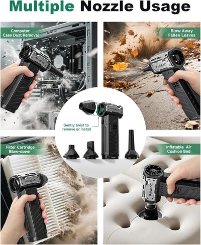 Duster Air Air مضغوط ، منفاخ Duster Air Electric Ultra Power ، نظام مبادلة البطارية المزدوج ، 150،000 دورة في الدقيقة ، للوحة المفاتيح ، الكمبيوتر ، إلكترونيات - طراز 2025 تمت ترقيته (2 × حزمة البطارية) in Kuwait