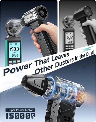 Duster Air Air مضغوط ، منفاخ Duster Air Electric Ultra Power ، نظام مبادلة البطارية المزدوج ، 150،000 دورة في الدقيقة ، للوحة المفاتيح ، الكمبيوتر ، إلكترونيات - طراز 2025 تمت ترقيته (2 × حزمة البطارية) in Kuwait