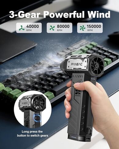 Duster Air Air مضغوط ، منفاخ Duster Air Electric Ultra Power ، نظام مبادلة البطارية المزدوج ، 150،000 دورة في الدقيقة ، للوحة المفاتيح ، الكمبيوتر ، إلكترونيات - طراز 2025 تمت ترقيته (2 × حزمة البطارية) in Kuwait