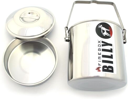 Firebox Locking Bail Handle Camping Pot, Billy Can Bushcraft Kit - Zebra Loop Handle Pot SS Handle Clips (Installed) in Saudi Arabia