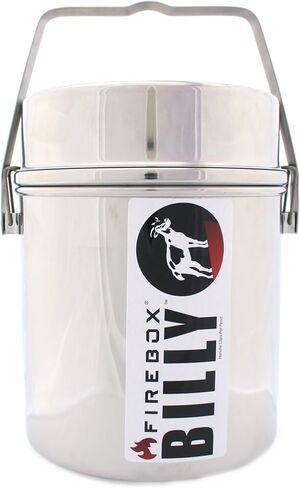 Firebox Locking Bail Handle Camping Pot, Billy Can Bushcraft Kit - Zebra Loop Handle Pot SS Handle Clips (Installed) in Saudi Arabia