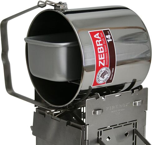 Firebox Locking Bail Handle Camping Pot, Billy Can Bushcraft Kit - Zebra Loop Handle Pot SS Handle Clips (Installed) in Saudi Arabia