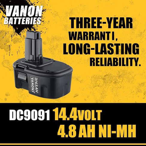VANON 4.0Ah Replacement for Dewalt 14.4V Battery Ni-MH DC9091 DW9091 DW9094 DE9091 DE9092 DE9038,Compatible with Dewalt 14.4V Cordless Power Tools 2 Pack in Kuwait