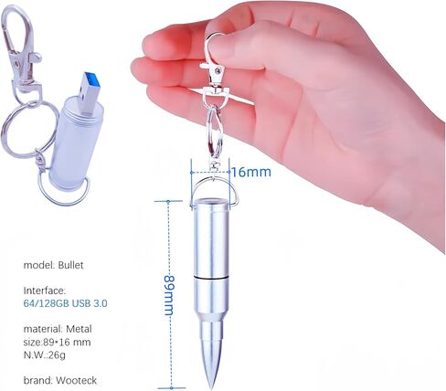 WooTeck 64GB Metal Shining Bronze Bullet USB 3.0 Flash Drive Memory Stick with Keychain，Bronze in Kuwait