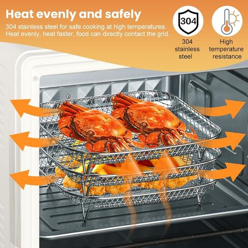 8 inch Air Fryer Rack 3-Layer Stackable 304 Stainless Steel, 360° Circulation Heating, Multi-Use Dehydration Rack, Accessories for Gourmia, Cosori, Instant Vortex, Ninja Foodi (Inner Size >8.5 inch) in Saudi Arabia