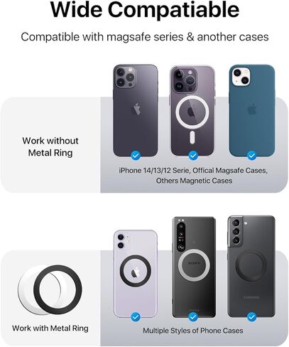 2025 [sability max] قبضة الهاتف المغناطيسي [Ring Ring والمغناطيس ذو الوجهين ثنائي الوجه] ePhone Ring Monder متوافق مع Magsafe iPhone 16 Pro Max 15 14 13 12 Samsung S25 ، إلخ ، ملحقات الصالة الرياضية ، الأسود in Kuwait