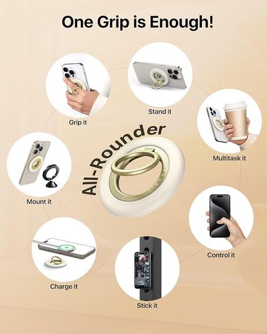 2025 [sability max] قبضة الهاتف المغناطيسي [Ring Ring والمغناطيس ذو الوجهين ثنائي الوجه] ePhone Ring Monder متوافق مع Magsafe iPhone 16 Pro Max 15 14 13 12 Samsung S25 ، إلخ ، ملحقات الصالة الرياضية ، الأسود in Kuwait
