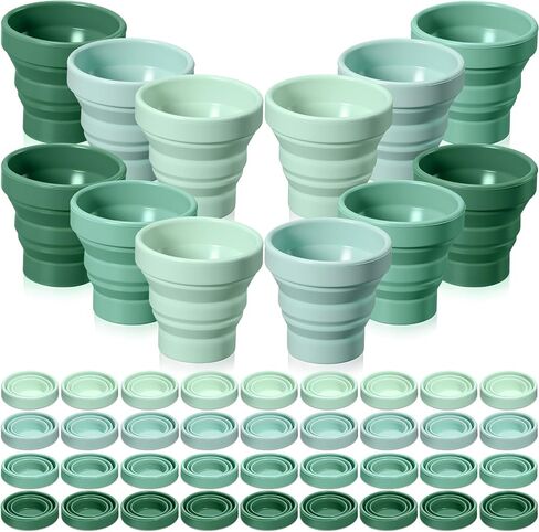 48 Pcs Silicone Collapsible Travel Cup Reusable Foldable Camping Cup Portable Expandable Drinking Mug for Traveling Outdoor Hiking (Green Color) in Saudi Arabia