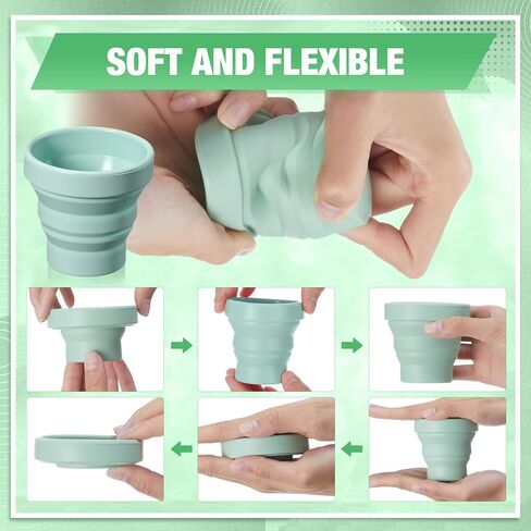 48 Pcs Silicone Collapsible Travel Cup Reusable Foldable Camping Cup Portable Expandable Drinking Mug for Traveling Outdoor Hiking (Green Color) in Saudi Arabia