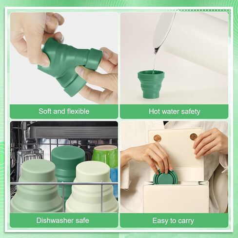 48 Pcs Silicone Collapsible Travel Cup Reusable Foldable Camping Cup Portable Expandable Drinking Mug for Traveling Outdoor Hiking (Green Color) in Saudi Arabia