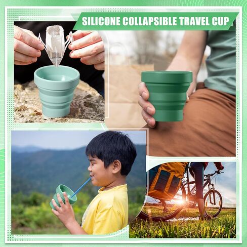 48 Pcs Silicone Collapsible Travel Cup Reusable Foldable Camping Cup Portable Expandable Drinking Mug for Traveling Outdoor Hiking (Green Color) in Saudi Arabia
