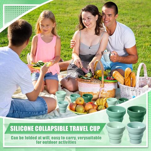 48 Pcs Silicone Collapsible Travel Cup Reusable Foldable Camping Cup Portable Expandable Drinking Mug for Traveling Outdoor Hiking (Green Color) in Saudi Arabia