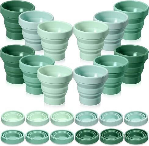 48 Pcs Silicone Collapsible Travel Cup Reusable Foldable Camping Cup Portable Expandable Drinking Mug for Traveling Outdoor Hiking (Green Color) in Saudi Arabia