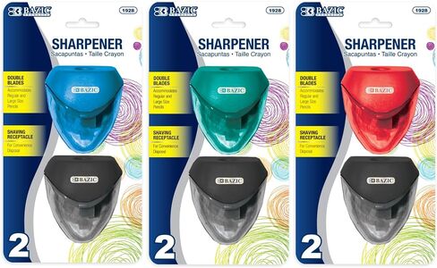 Bazic - Dual Blades Sharpener with Triangle Receptacle, (Colors May Vary) (2 Per Pack ) in Saudi Arabia
