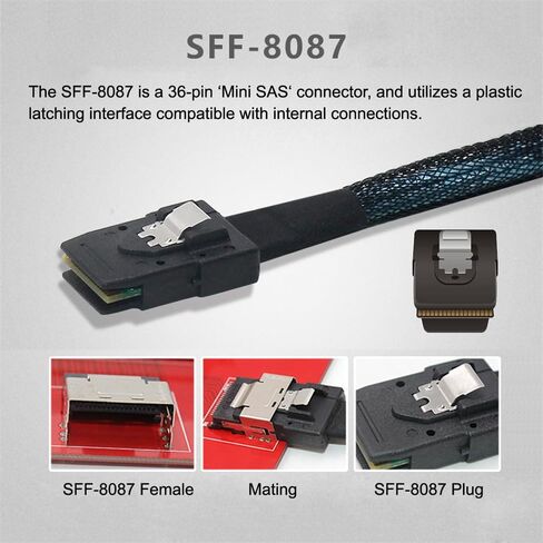 NFHK خارجي صغير SAS SFF-8088 ذكر إلى SFF-8088 أنثى تمديد كابل PCBA مع قوس منخفض in Saudi Arabia