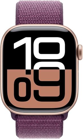 Apple Watch Series 10 [GPS + Cellular, 42mm] - Rose Gold Aluminum Case with Plum Sport Loop (Renewed) in Kuwait