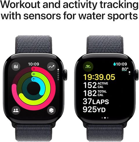 Apple Watch Series 10 [GPS ، 42 مم] - علبة ألومنيوم ذهبية وردية مع حلقة Plum Sport (متجددة) in Saudi Arabia
