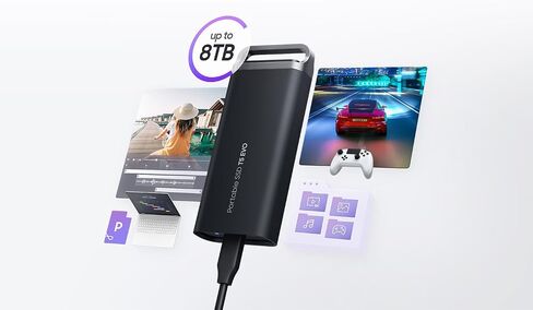 Samsung T5 EVO Portable SSD 2TB, USB 3.2 Gen 1 External Solid State Drive, Seq. Read Speeds Up to 460MB/s for Gaming and Content Creation, Black in Saudi Arabia