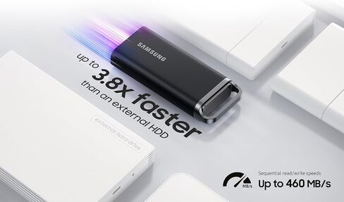 Samsung T5 EVO Portable SSD 2TB, USB 3.2 Gen 1 External Solid State Drive, Seq. Read Speeds Up to 460MB/s for Gaming and Content Creation, Black in Saudi Arabia