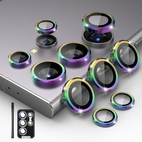 Compatible for Galaxy S25 Ultra Camera Lens Protector Individual Aluminium Alloy Ring 9H Tempered Glass Camera Cover for Samsung Galaxy S25 Ultra CD Black in Kuwait