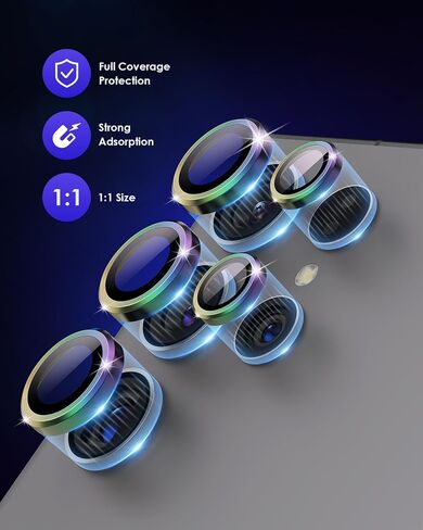 Compatible for Galaxy S25 Ultra Camera Lens Protector Individual Aluminium Alloy Ring 9H Tempered Glass Camera Cover for Samsung Galaxy S25 Ultra CD Black in Kuwait