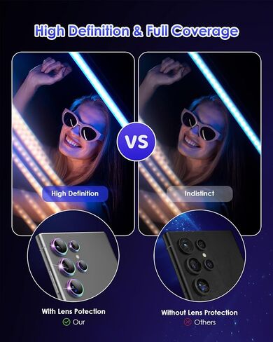 Compatible for Galaxy S25 Ultra Camera Lens Protector Individual Aluminium Alloy Ring 9H Tempered Glass Camera Cover for Samsung Galaxy S25 Ultra CD Black in Kuwait