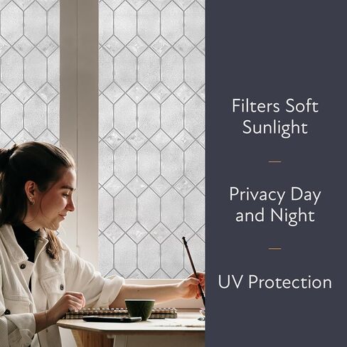 Artscape Empire | Window Privacy Film Textured Glass Pattern | Non-Adhesive & UV Protection | Easy to Apply & Removable | 24 x 36 inches | Made in USA in Saudi Arabia