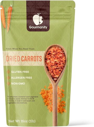 Gourmanity Dried Carrots, 16oz Resealable Bag, Fresh-Tasting and Easy to Use, Adds Flavor, Color and Texture to Soups, Stews and Ramen, All Natural, Resealable Bag, 1 lb in Saudi Arabia