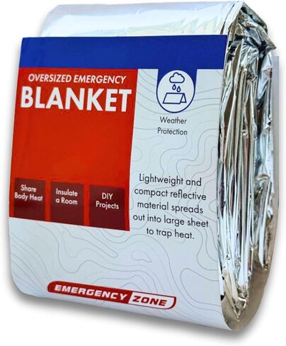Emergency Zone 71x142 Inch Oversized Emergency Blanket, Reflective Thermal Blanket. Available in Single, 2, 3, 4, 5, 30 & 120 Packs in Kuwait