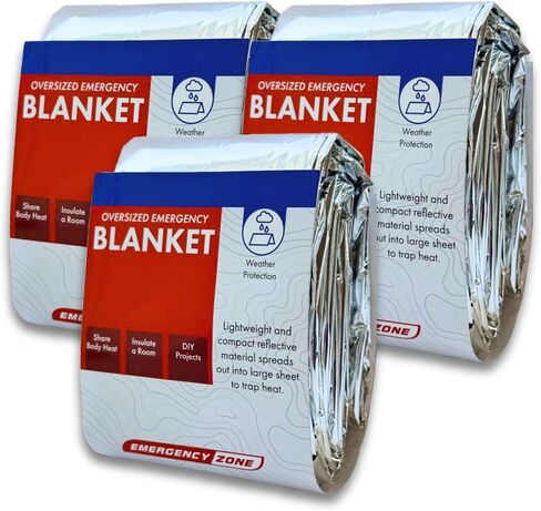 Emergency Zone 71x142 Inch Oversized Emergency Blanket, Reflective Thermal Blanket. Available in Single, 2, 3, 4, 5, 30 & 120 Packs in Kuwait