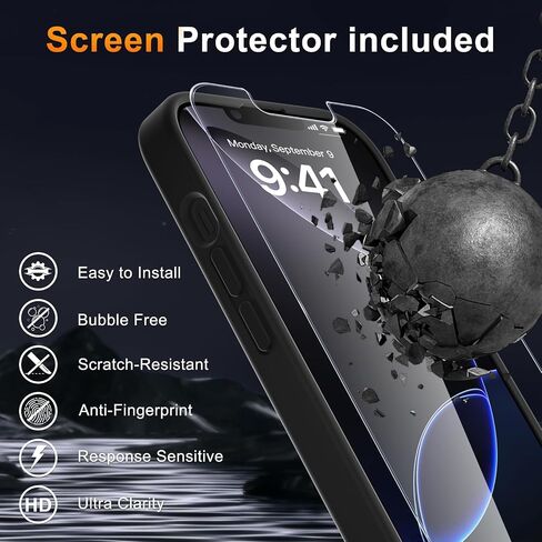 LATVIN for iPhone 14 Case & iPhone 13 Case, Magnetic Phone Cover, Compatible with MagSafe, Military Grade Protection, Translucent Matte Frosted Back, Black in Saudi Arabia