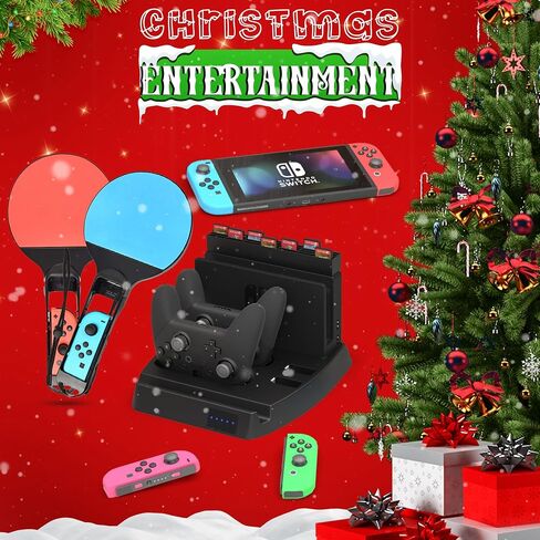 NS Compatible Nintendo Switch Games Holder, Nintendo Switch Stand - Black | Holds up to 10 Game Case & 4 controllers Game Disk Rack, Switch Holder Stand for Gamers, Nintendo Switch Accessories in Kuwait