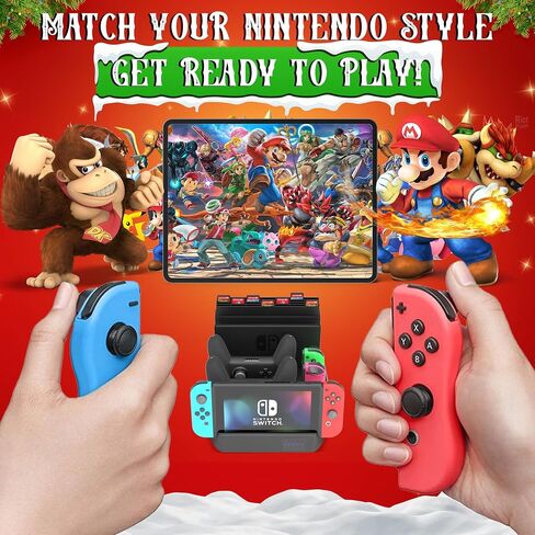 NS Compatible Nintendo Switch Games Holder, Nintendo Switch Stand - Black | Holds up to 10 Game Case & 4 controllers Game Disk Rack, Switch Holder Stand for Gamers, Nintendo Switch Accessories in Kuwait