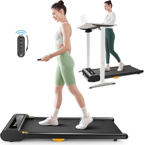 UREVO 2 in 1 Folding Treadmill, 0.6-7.6 Mph Under Desk Treadmill Including 3 HIIT Modes, Walking Pad with Smart Rotary Console, 2.5 HP Treadmills for Home Office in Saudi Arabia