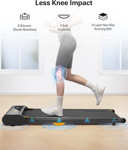 UREVO 2 in 1 Folding Treadmill, 0.6-7.6 Mph Under Desk Treadmill Including 3 HIIT Modes, Walking Pad with Smart Rotary Console, 2.5 HP Treadmills for Home Office in Saudi Arabia