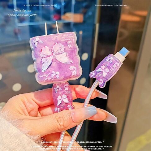 واقي كبل لطيف لشاحن iPhone ، جماليات الفراشة خط بيانات خط البيانات كابل واقي الشاحن الأسلاك in Kuwait