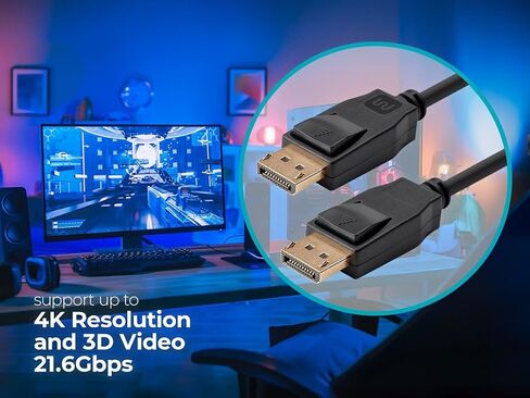 كابل Monoprice DisplayPort 1.2a - يدعم دقة تصل إلى 4K وفيديو ثلاثي الأبعاد، 1.5 قدم، أسود - سلسلة مختارة in Saudi Arabia