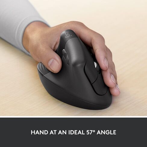 Logitech Lift for Business Left, Vertical Ergonomic Mouse - Left-Handed, Wireless, Bluetooth or Secured Logi Bolt USB, Quiet clicks, Globally Certified, Windows/Mac/Chrome/Linux - Graphite in Saudi Arabia