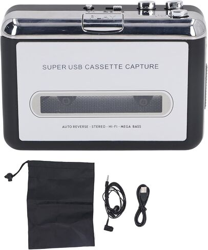 USB Portable Cassette Tape Converter Practical MP3 Player Adapter with Built in Earphones, Convert Music for iOS, Lightweight and Portable in Saudi Arabia