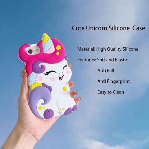3D Cute Unicorn Case for iPod Touch 7th/6th/5th,Cartoon Kawaii Fashion Character Unicorn Horse Shape Kids Girls Women Soft Silicone Case for iPod Touch 7th/6th/5th Generation in Kuwait
