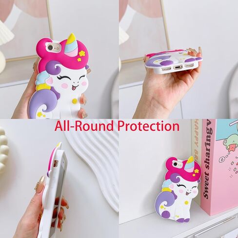 3D Cute Unicorn Case for iPod Touch 7th/6th/5th,Cartoon Kawaii Fashion Character Unicorn Horse Shape Kids Girls Women Soft Silicone Case for iPod Touch 7th/6th/5th Generation in Kuwait