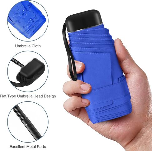 مظلة سفر صغيرة الحجم من LEAGERA مع حقيبة - مظلة صغيرة للمحفظة، تصميم صغير خفيف الوزن وصغير مثالي لمظلات الشمس والمطر الخارجية، لون أحمر3 in Kuwait