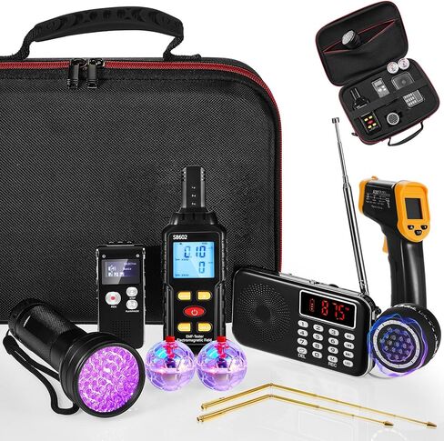 Dunzy 11 Pcs Ghost Hunting Equipment Kit Include Ghost Radio, Voice Recorder, UV Flashlight 2 LED Light up Cat Balls Etc(Upgrade Temp Gun) in Saudi Arabia