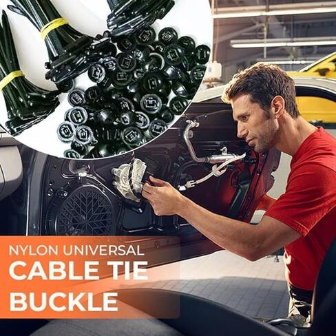 100PCS Nylon Universal Cable Tie Buckle, Heavy Duty Self-Locking Zip Ties with Button Lock, UV-Resistant Fasteners, for Car Fender Trunk Repair in Saudi Arabia